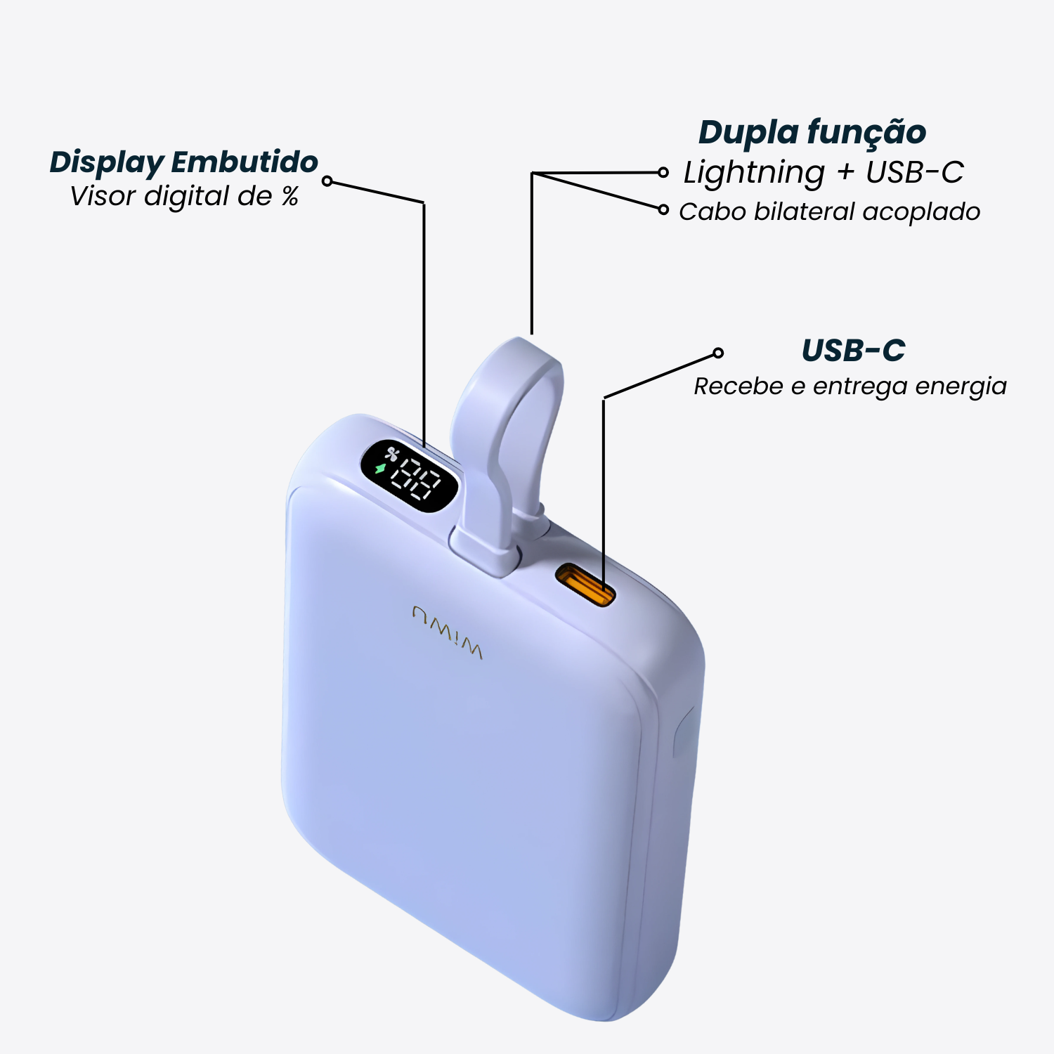 Anatomia do power bank com componentes detalhados