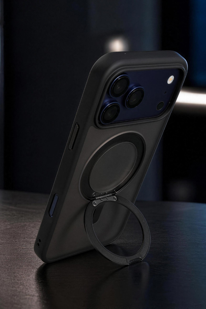 iPhone em pé apoiado no anel giratório da Case Armor Ultra