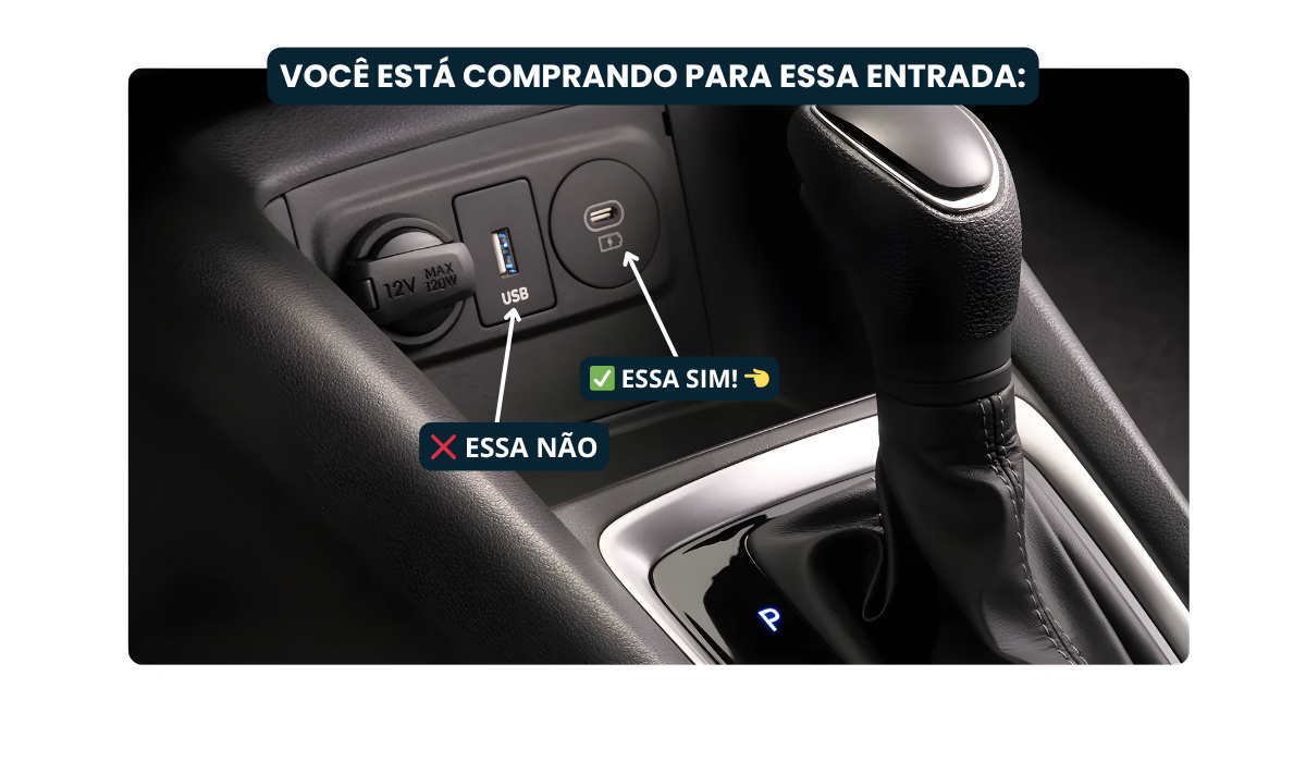 Entrada USB-C do carro