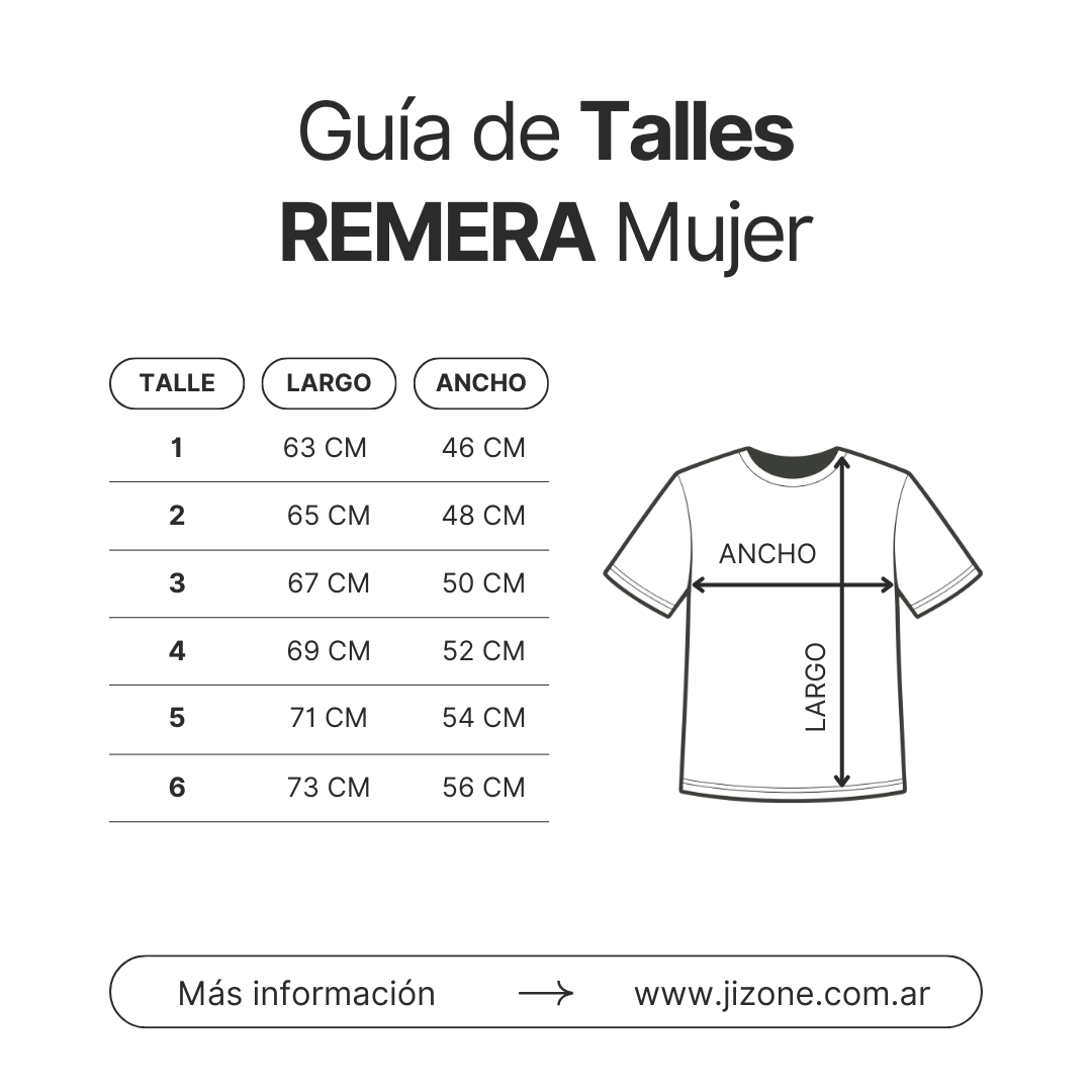 Guia de Talles Remera Mujer