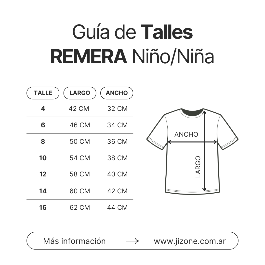 Guía de Talles Remera Nina Nino