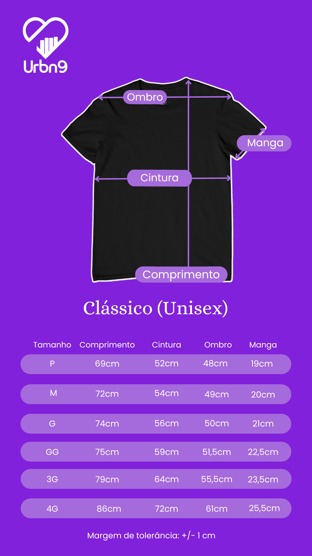 Guia de medidas Modelo Clássico