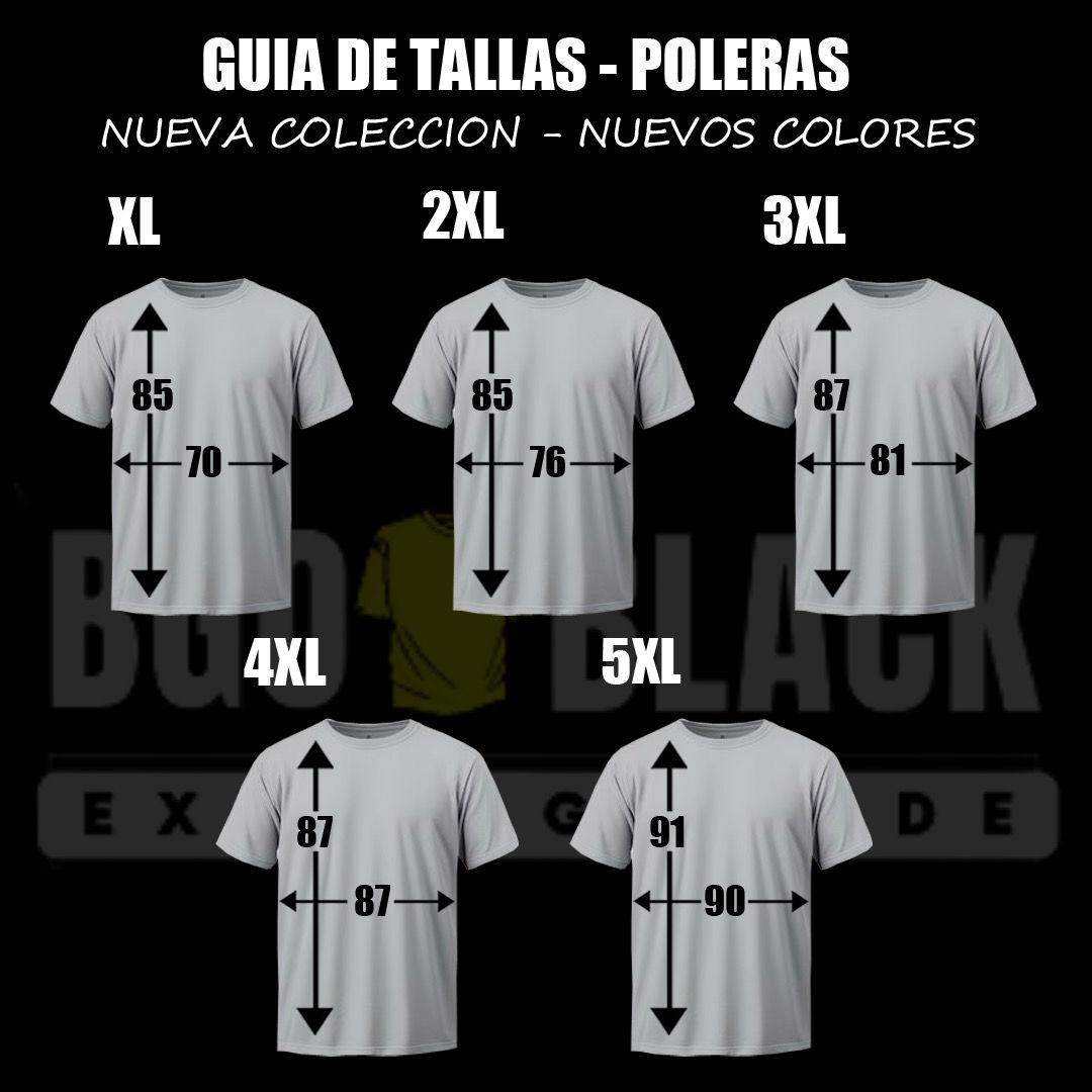 Guía de tallas poleras segunda colección