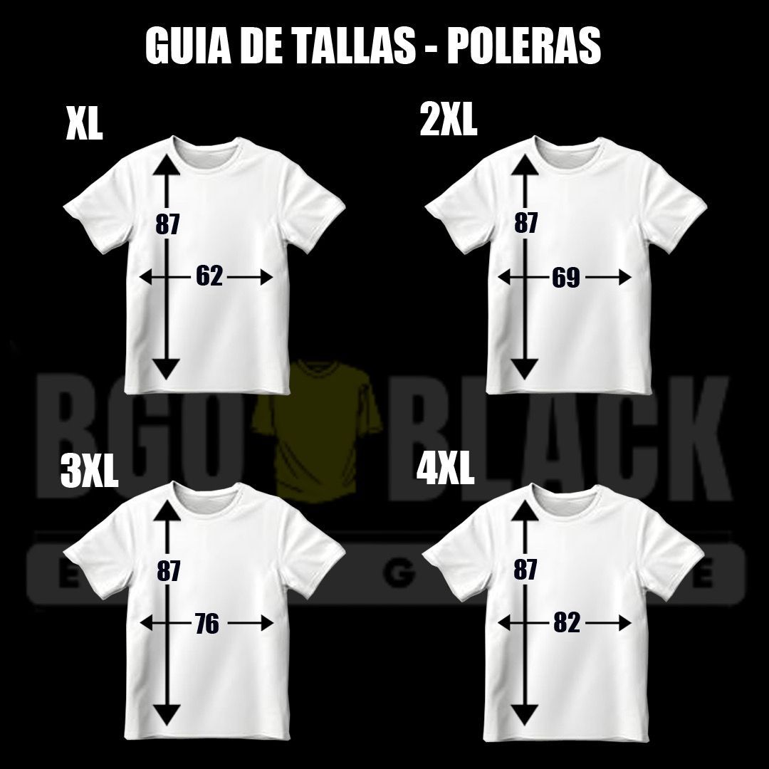 Guía de tallas poleras primera colección