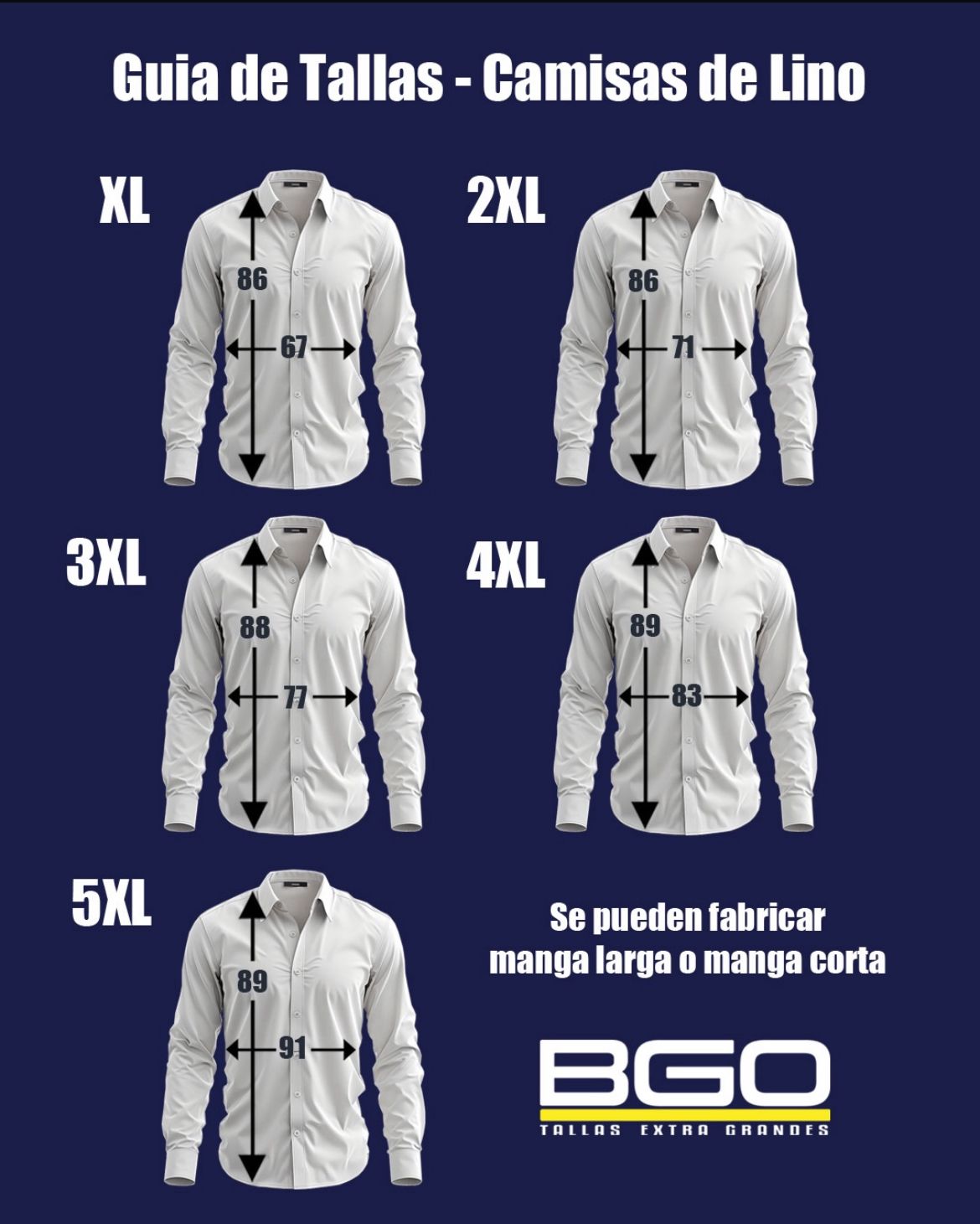 Guía de tallas camisas de lino
