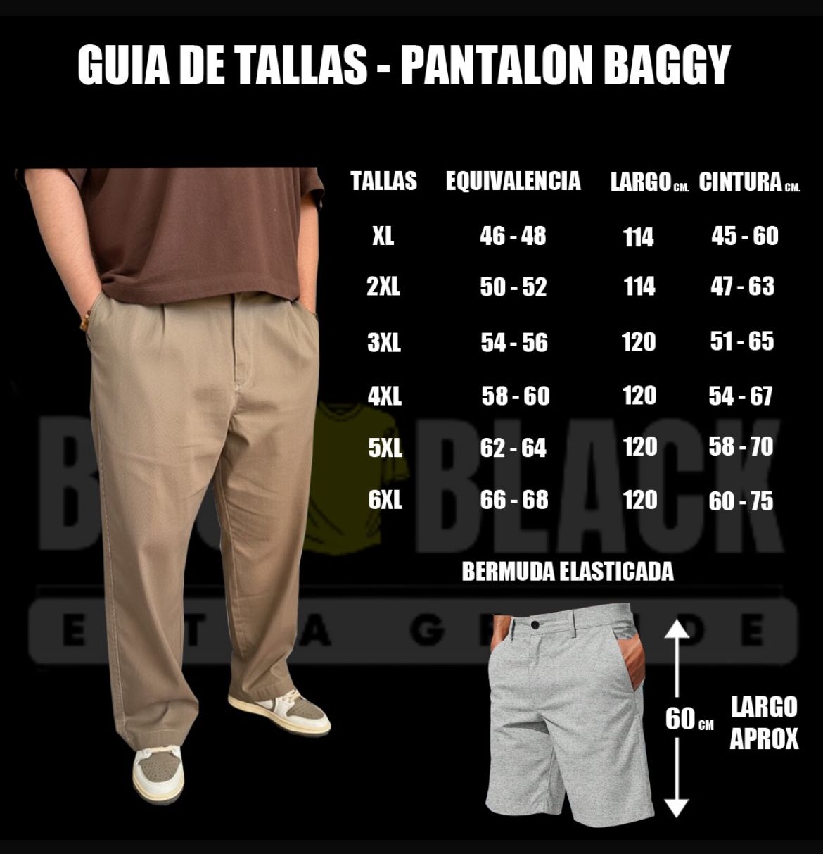 Guía de tallas pantalón baggy