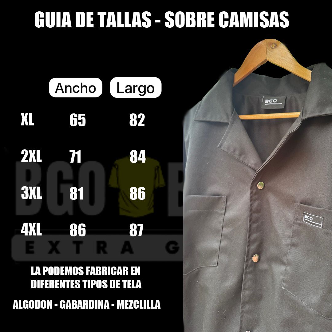 Guía de tallas sobre camisas