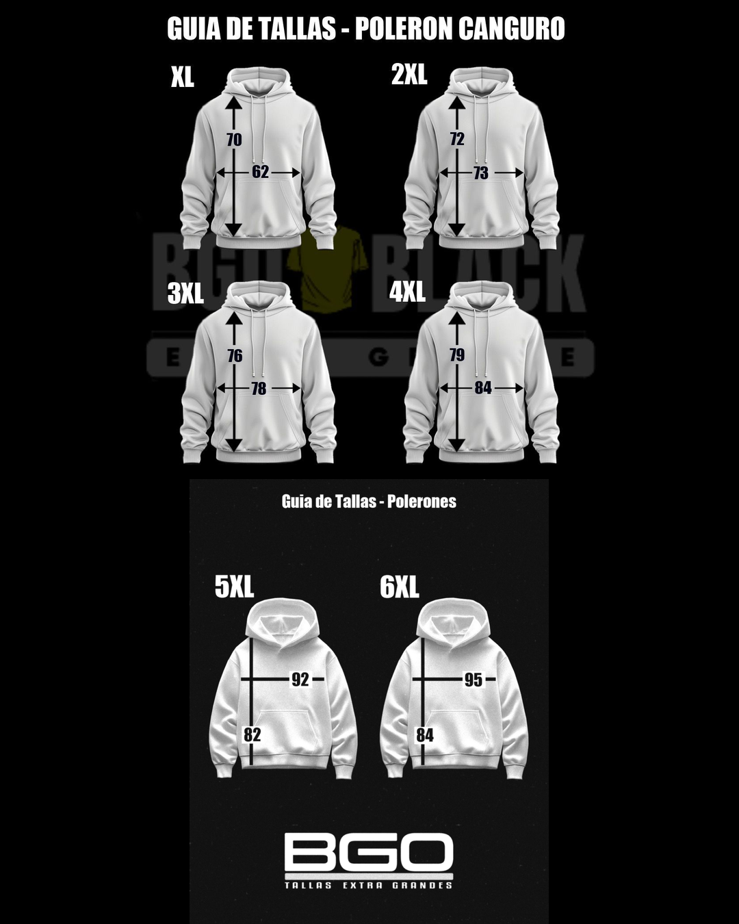 Guía de tallas polerón canguro