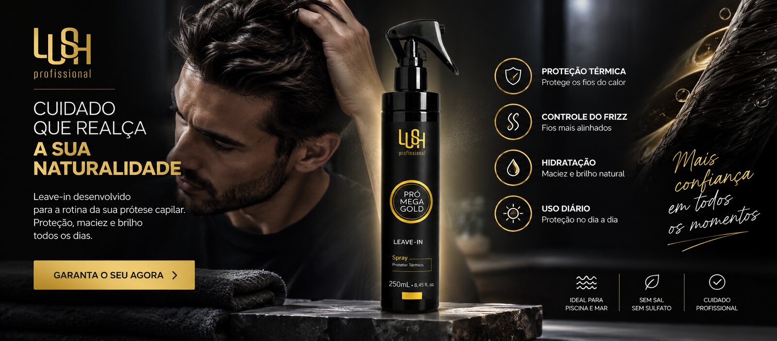 Leave-in Pró Mega Gold - Lush Profissional
