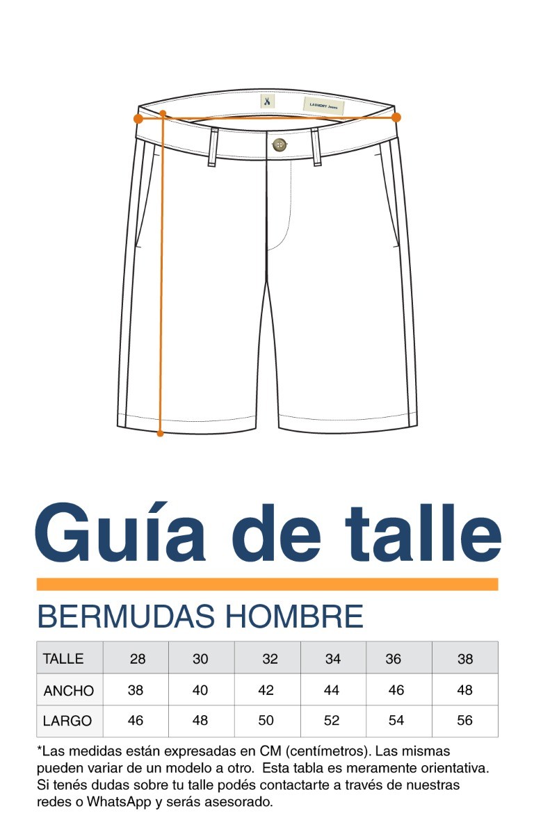 Guía de talles - Bermudas Hombre