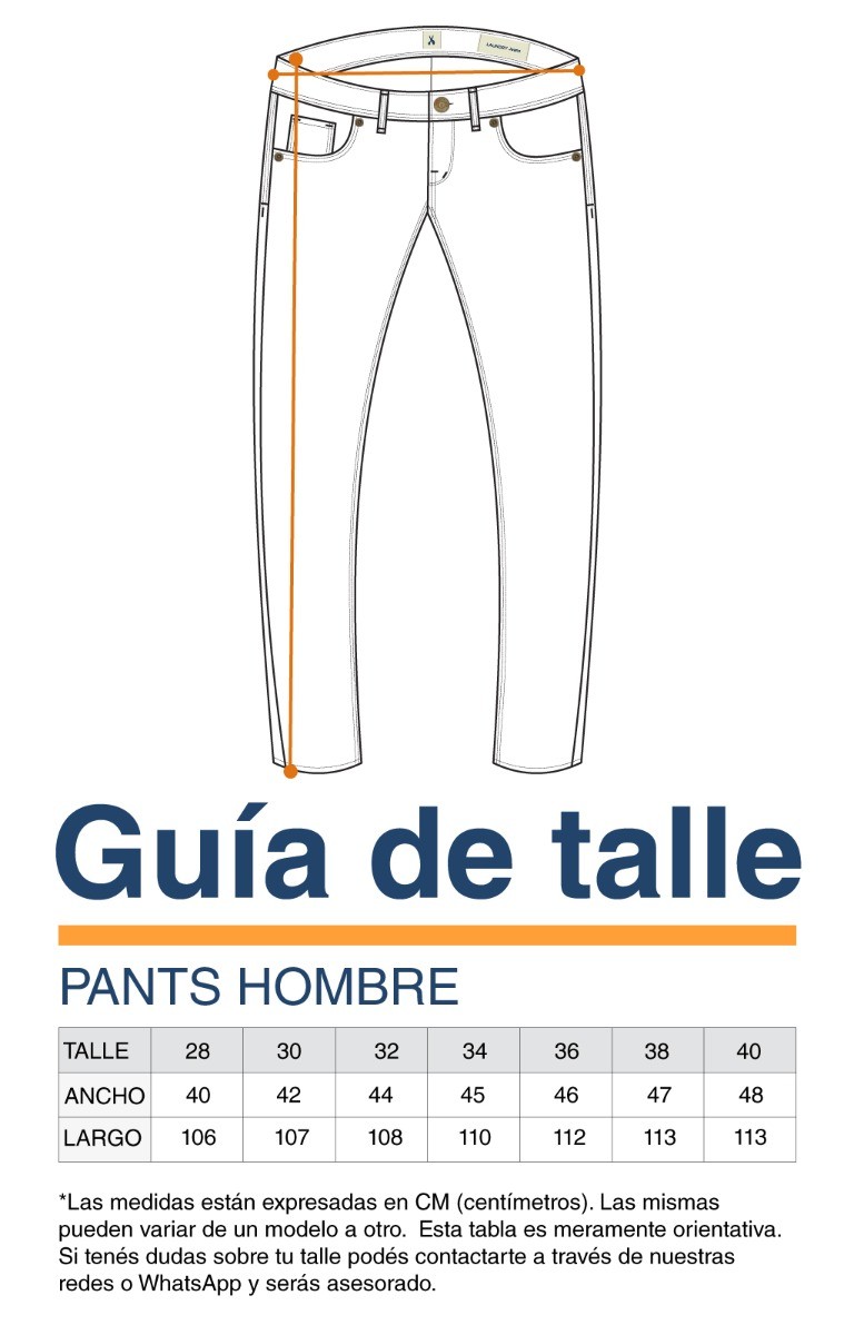 Guía de talles - Pants Hombre
