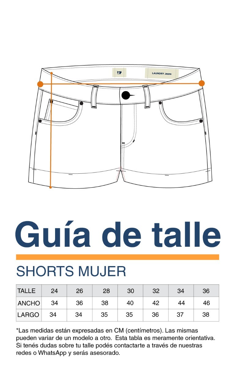 Guía de talles - Shorts Mujer