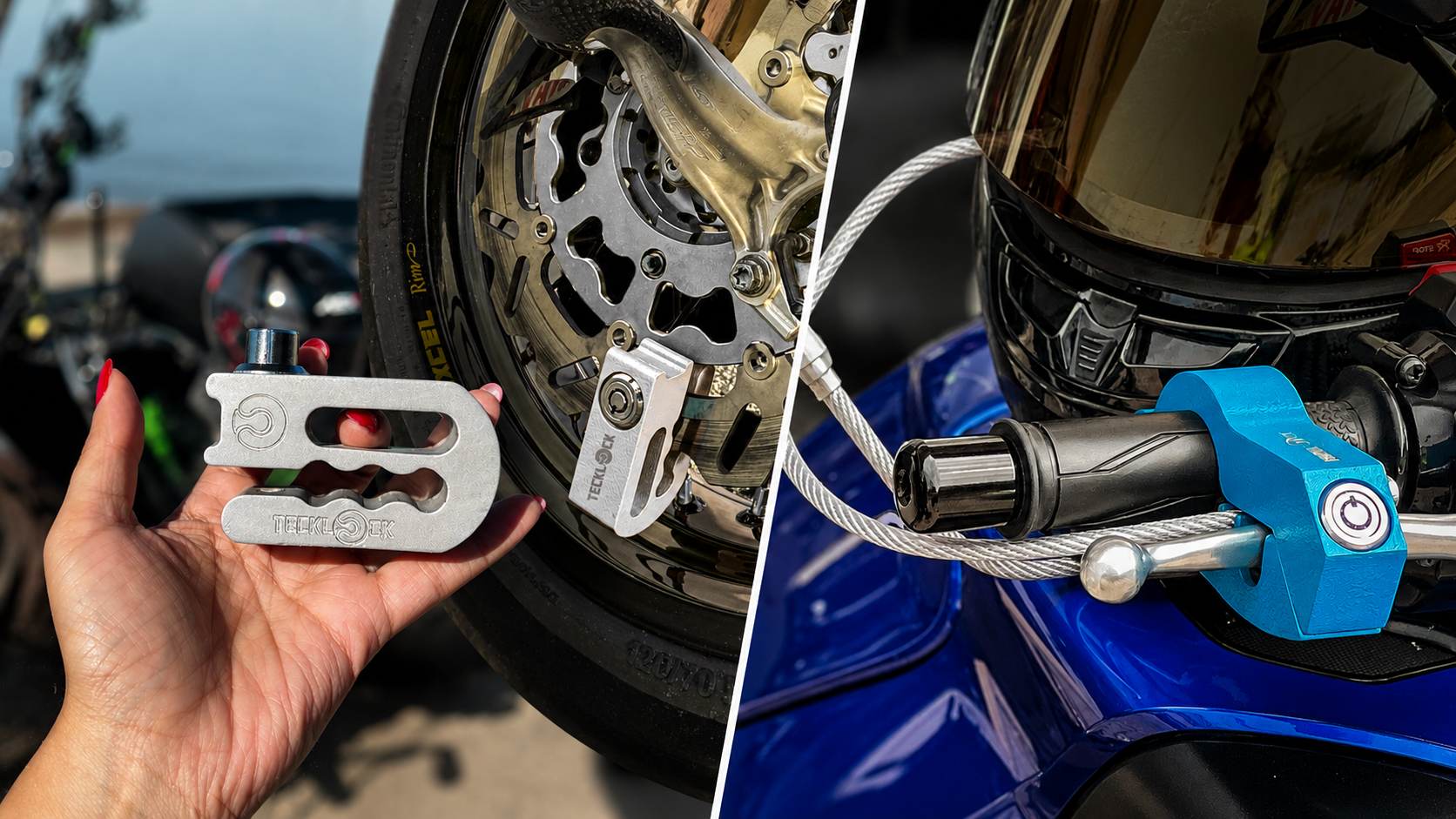 Kit Completo TeckLock com trava de manopla, trava de disco e trava de capacete