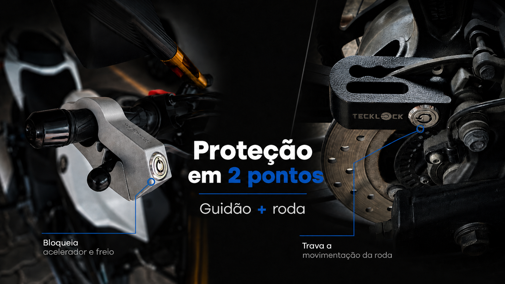 Prote&ccedil;&atilde;o TeckLock em dois pontos: guid&atilde;o e roda