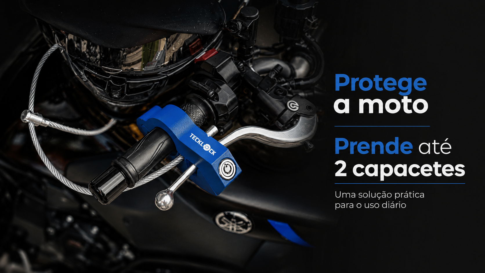 Trava TeckLock protege a moto e prende até dois capacetes