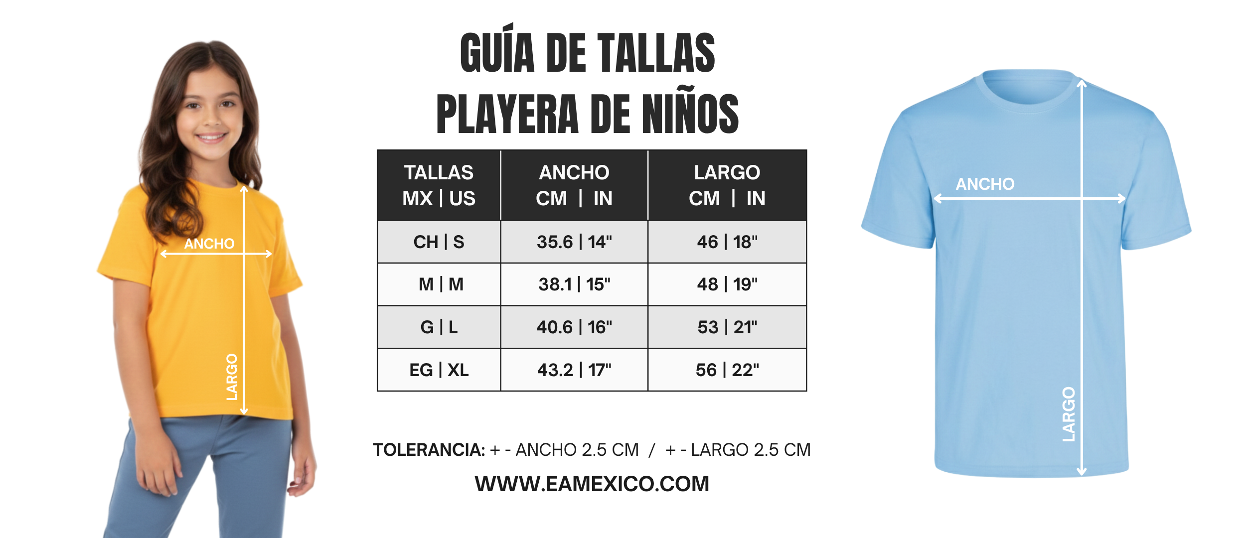 guia-de-tallas-playeras-cuello-redondo-de-niños-unisex-100-algodon-eamexico