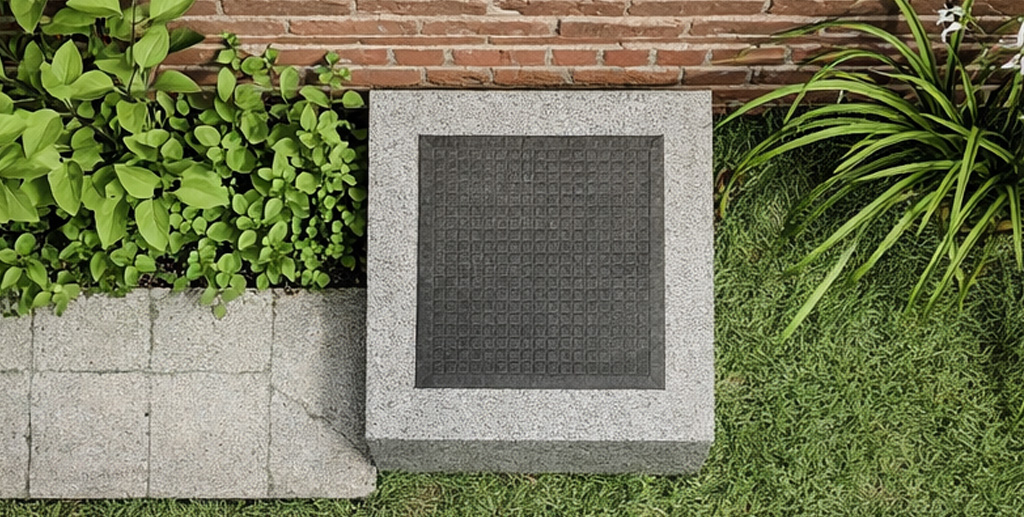 Detalhe da tampa articulada