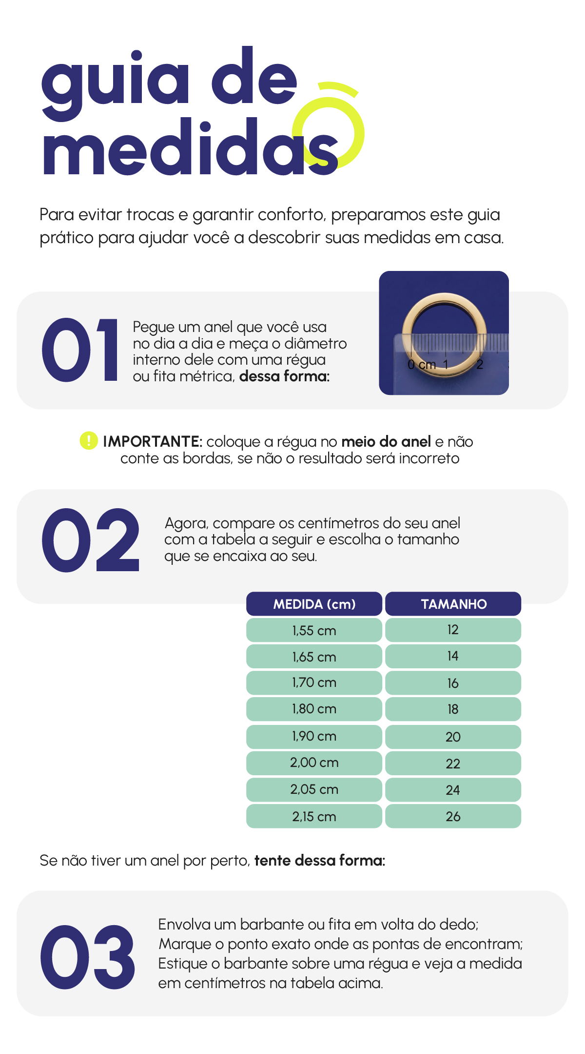 guia de medidas - cariô original