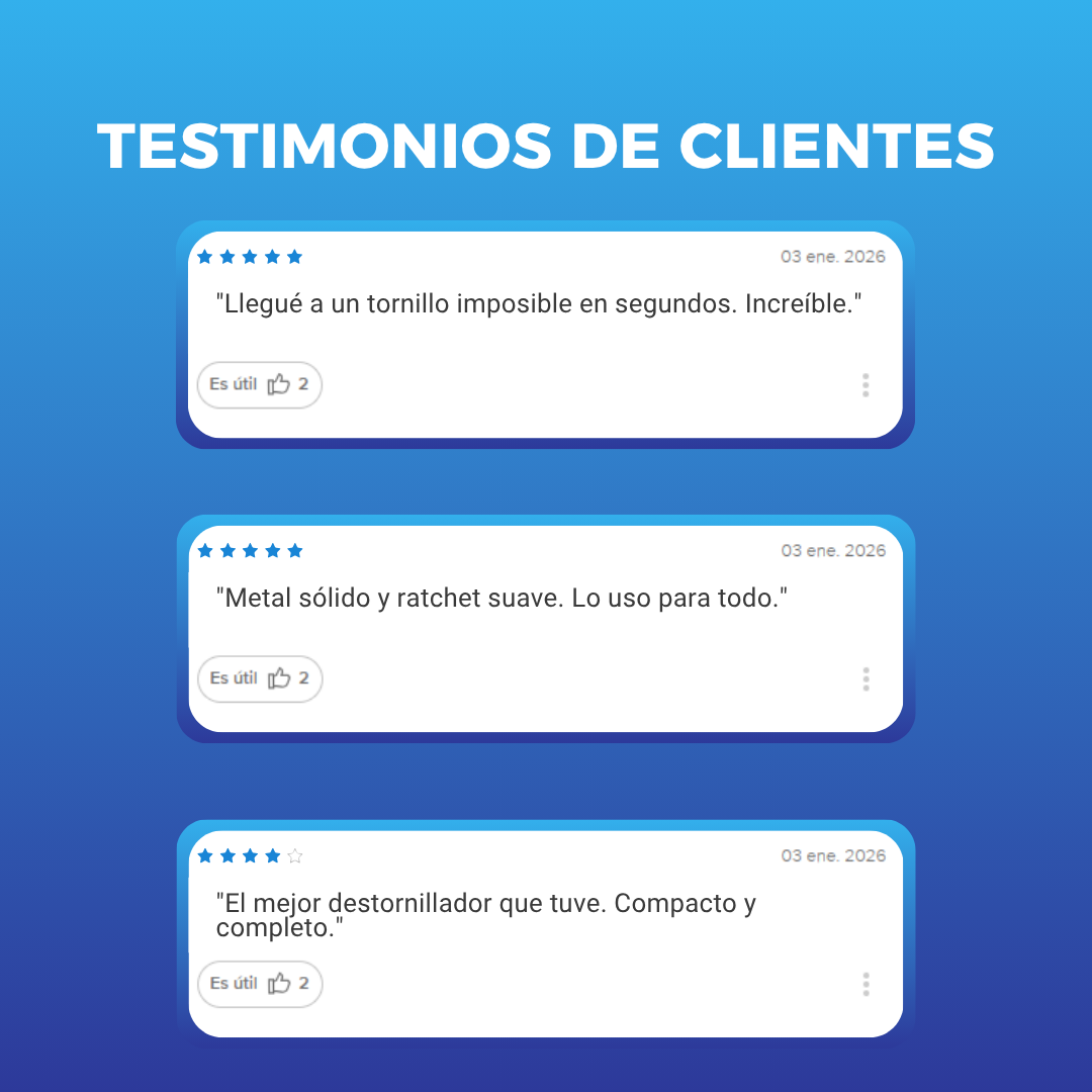 Testimonios de clientes sobre kit llave crique triquete 1/4