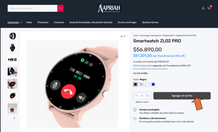 Botón agregar al carrito