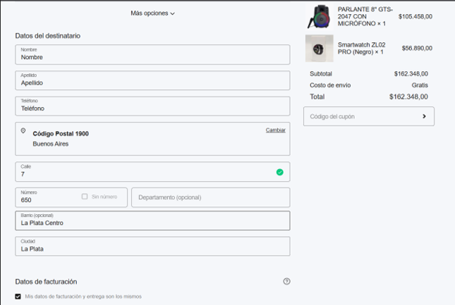 Dirección de envío