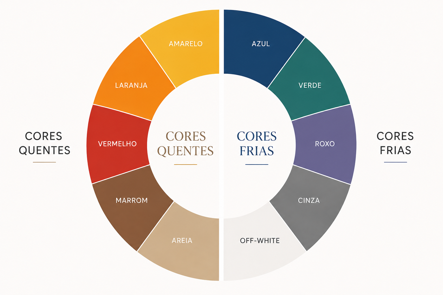Paleta de cores quentes e cores frias