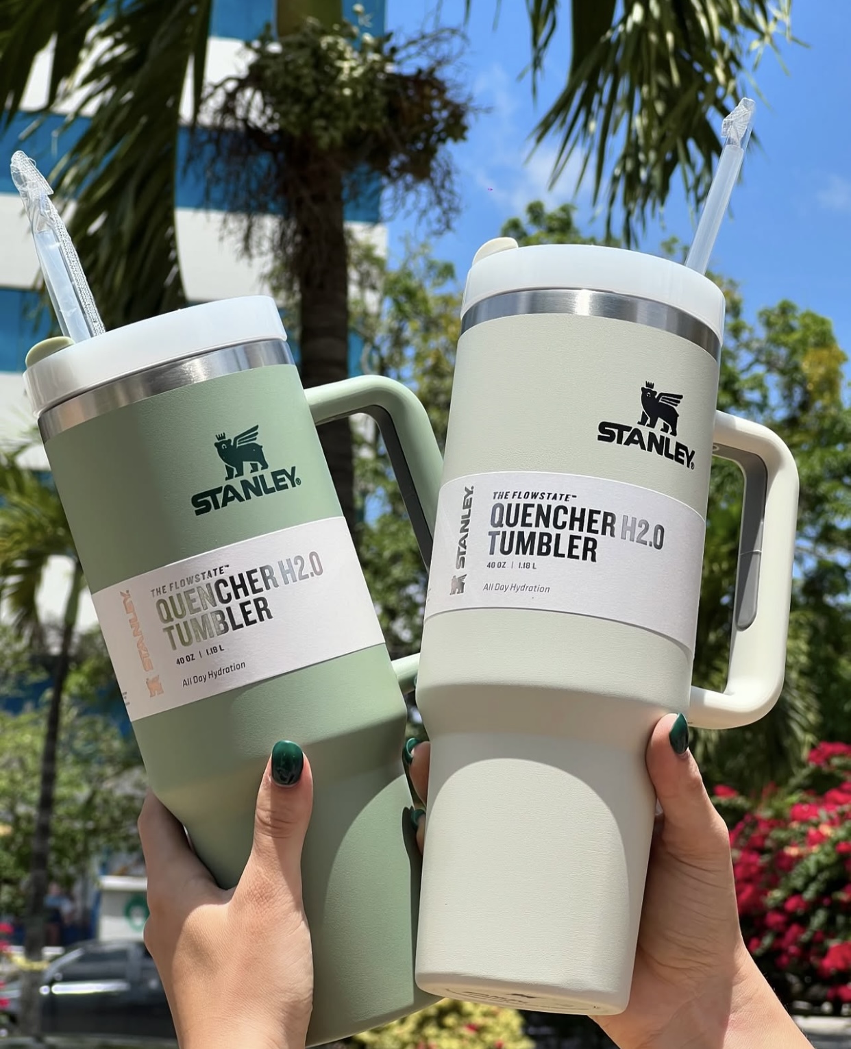 Vasos Quencher 2x1 - verde y crema