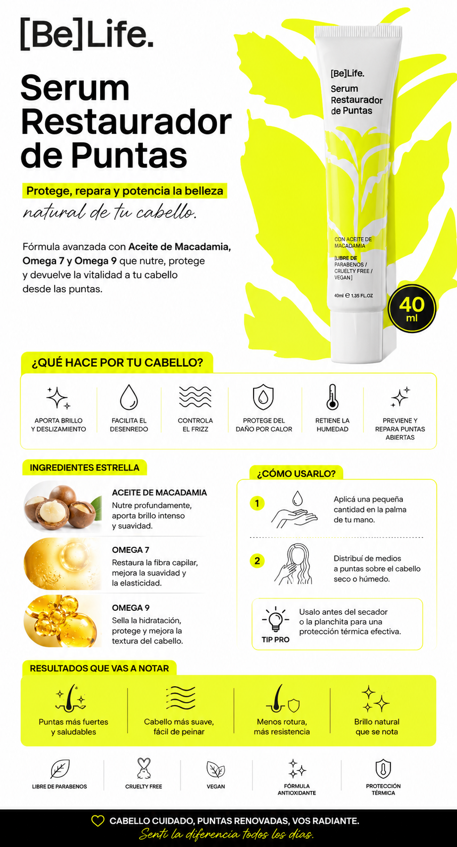 Serum Restaurador de Puntas BeLife - descripción y forma de uso