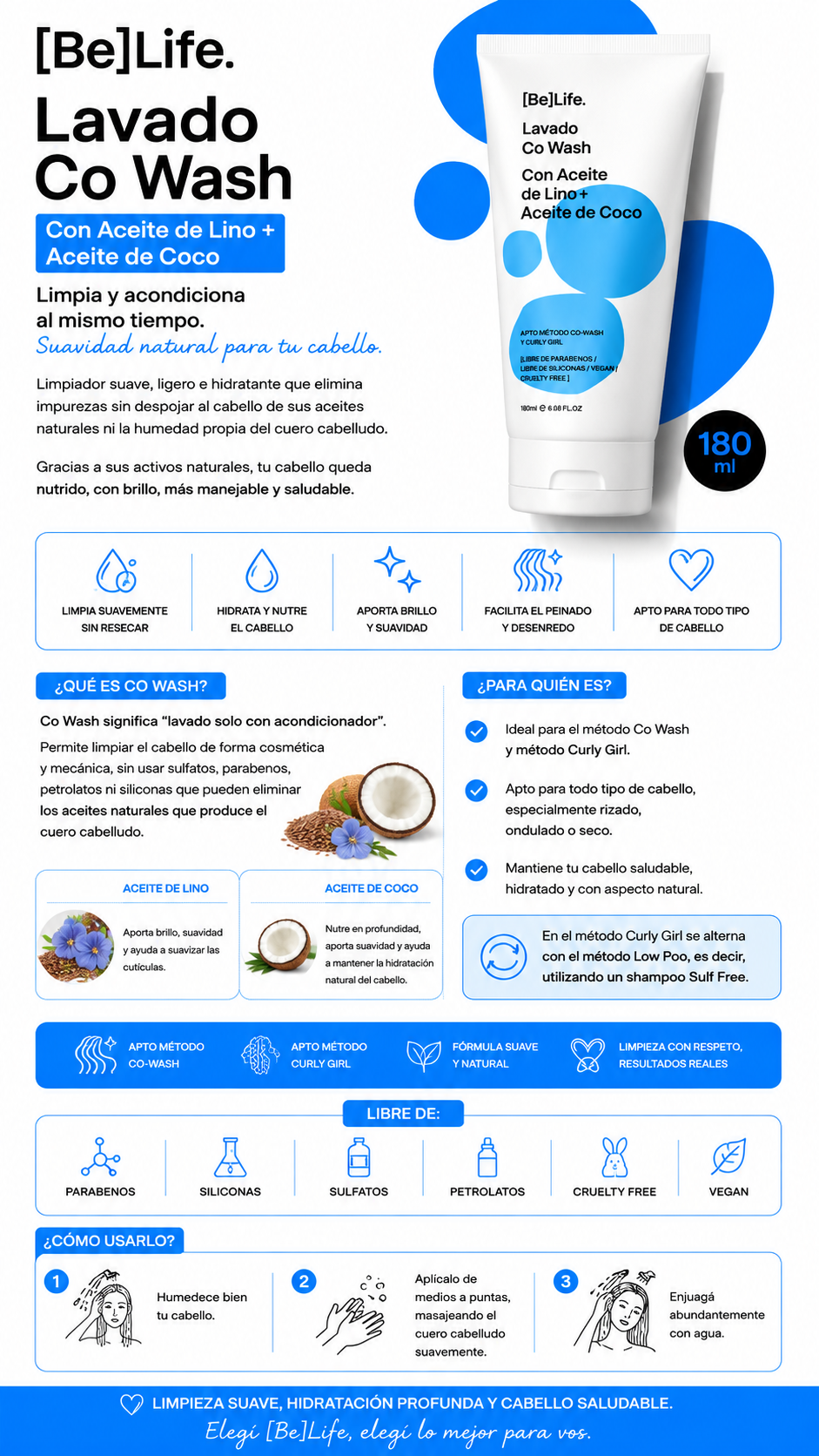 Lavado Co Wash BeLife - descripci&oacute;n y forma de uso