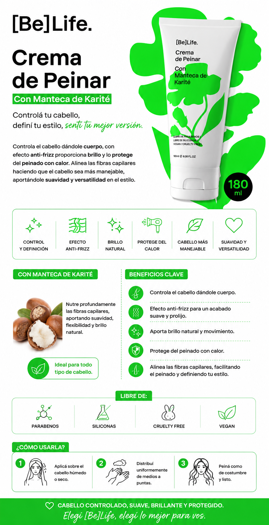 Crema de Peinar BeLife - descripci&oacute;n y forma de uso