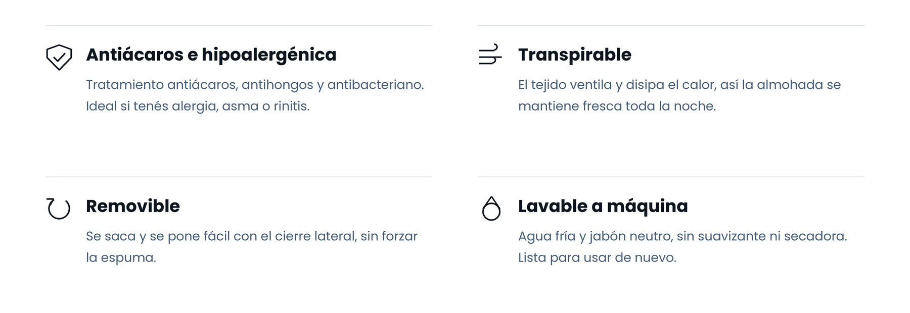 Funda anti&aacute;caros, hipoalerg&eacute;nica, transpirable, removible y lavable