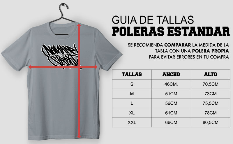 Tallas poleras standar