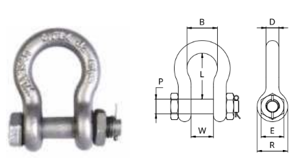 Manilha Curva Pino Alloy com Porca e Cupilha
