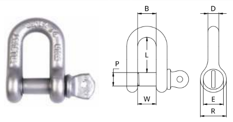 Manilha Reta Pino Roscado Alloy
