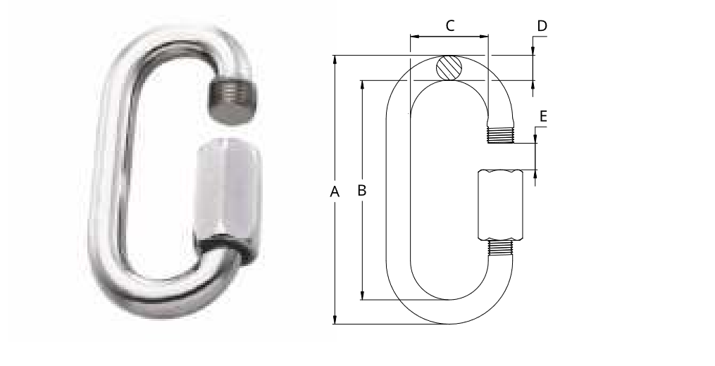 MORI6 Mosquetão Tipo "Oval" Inox
