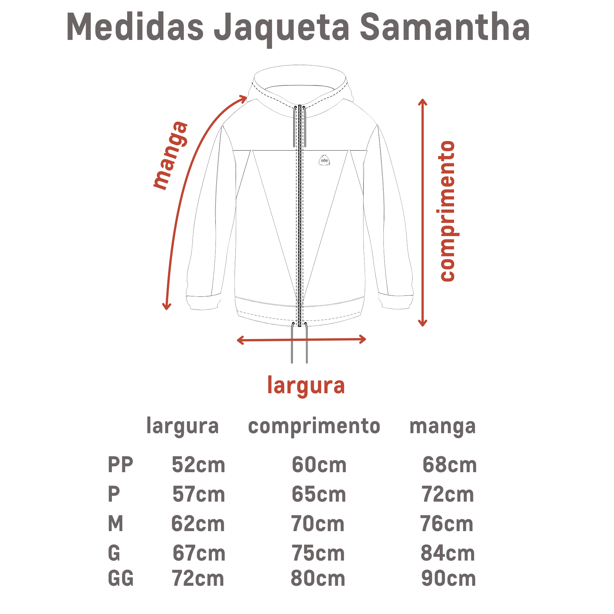 Medidas Jaqueta Samantha