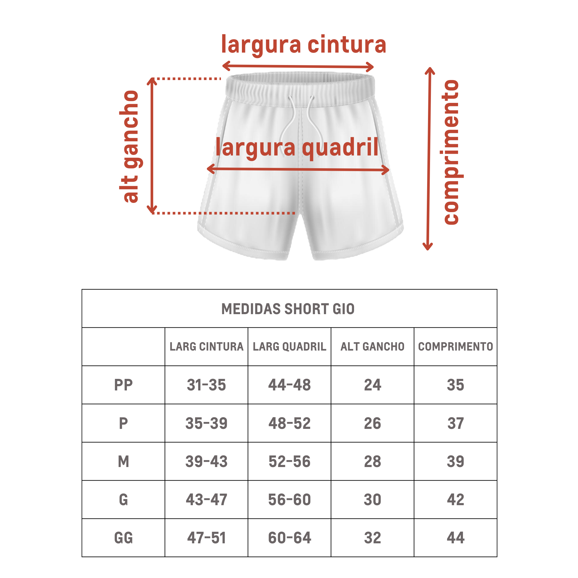 Medidas Short Gio