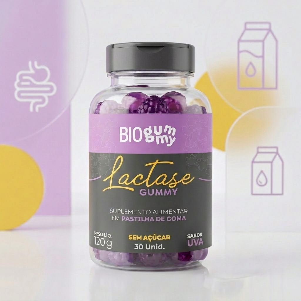 Lactase em goma sabor uva
