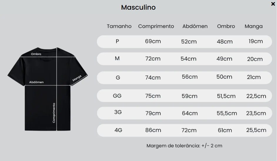camiseta algodão masculina
