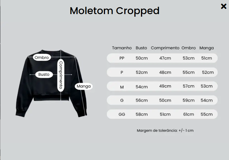Moletom cropped