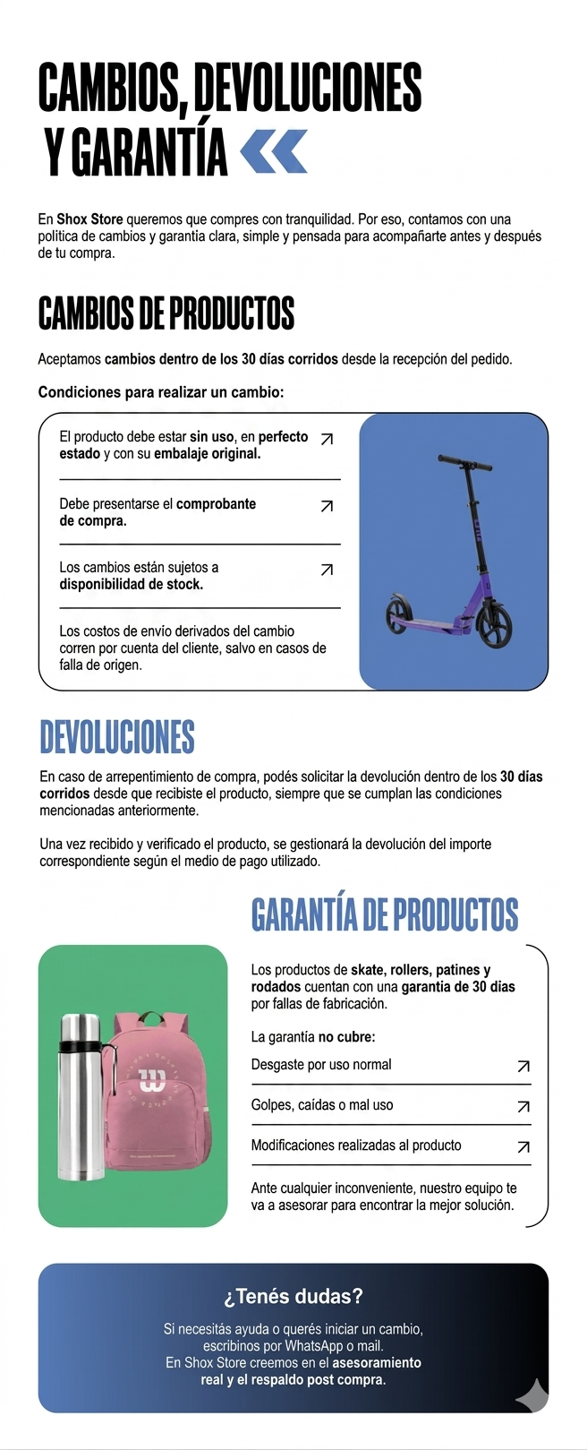 Cambios y devoluciones