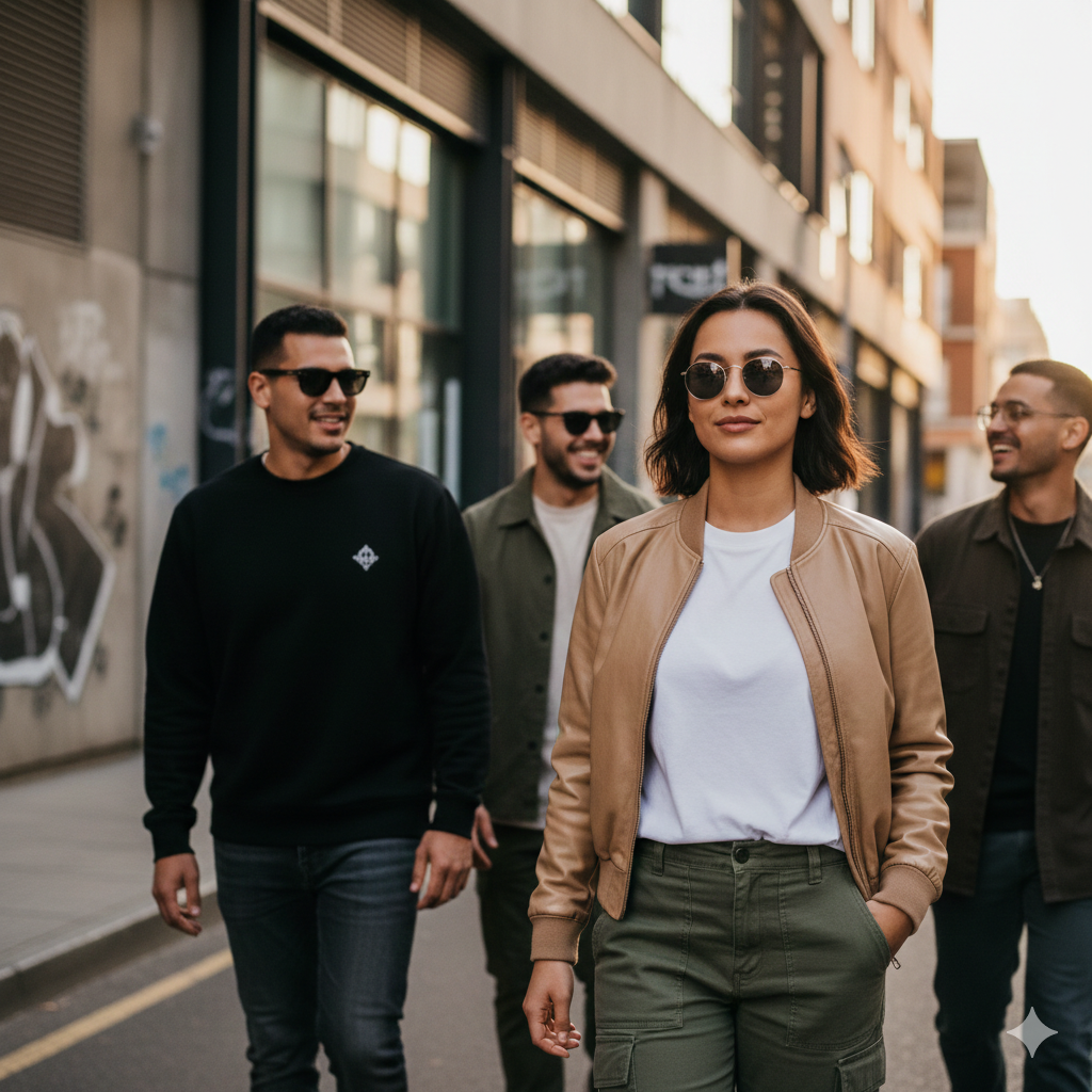 Jovens andando na rua com óculos Chosen