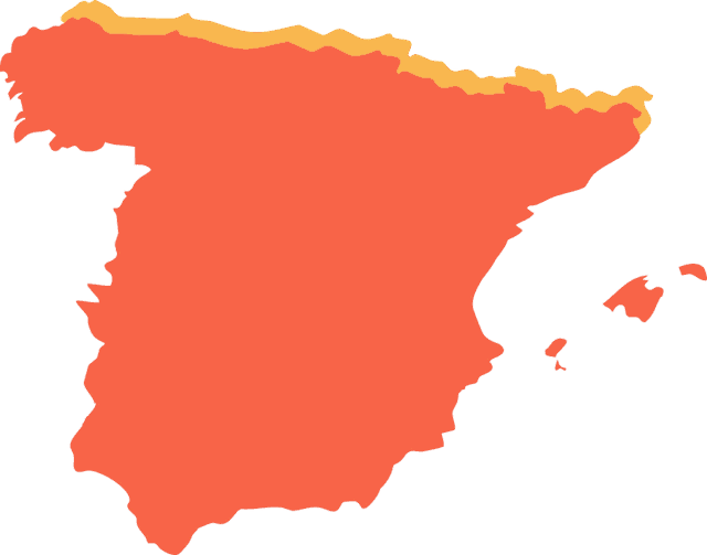 Mapa de España con Arnedo, en La Rioja, al norte