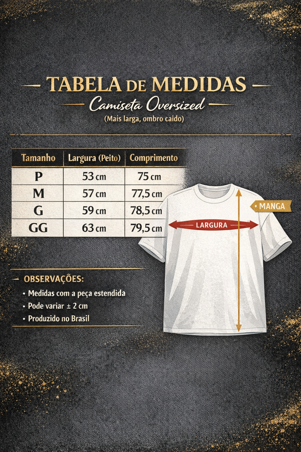 Guia de tamanho - Oversized