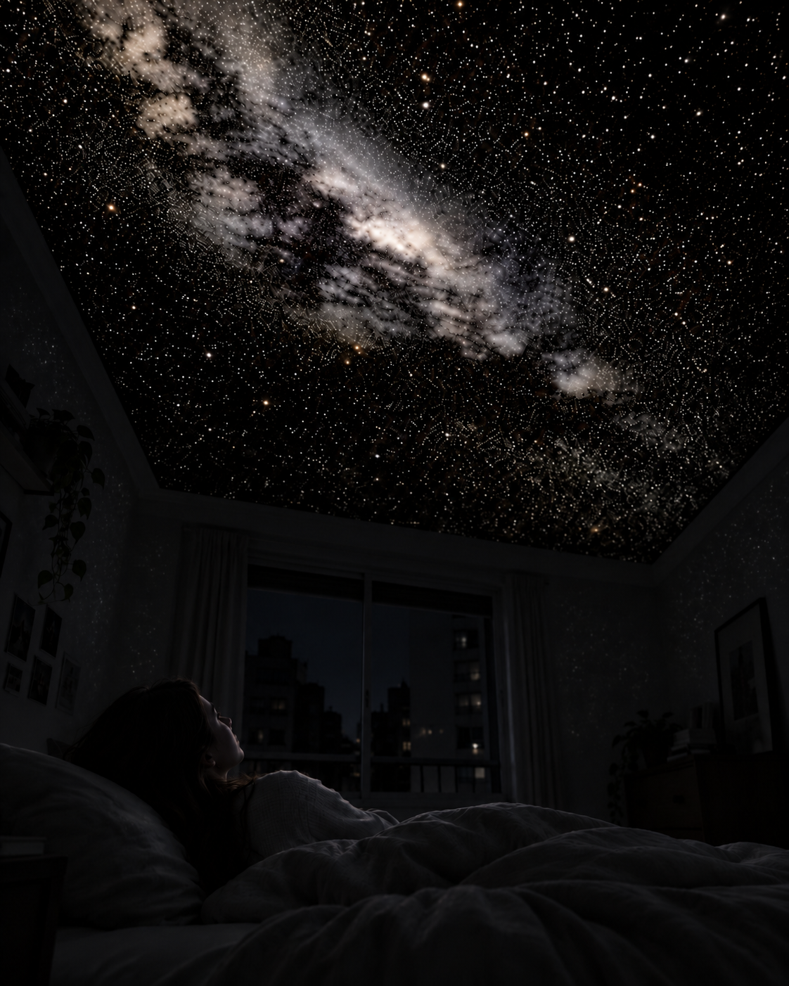Mil Cielos proyectando el mismo cielo estrellado en una habitaci&oacute;n