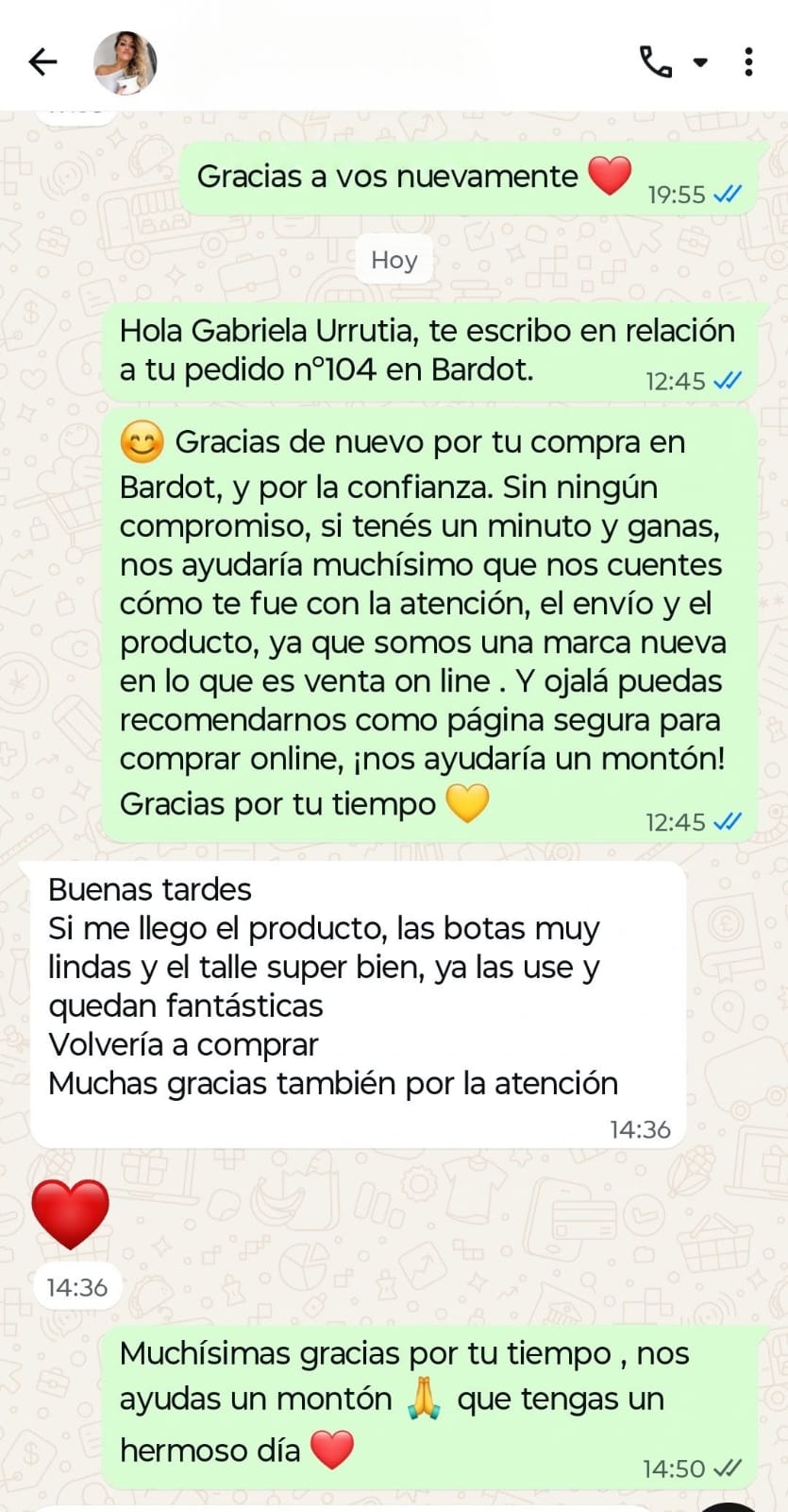 Testimonio cliente Bardot