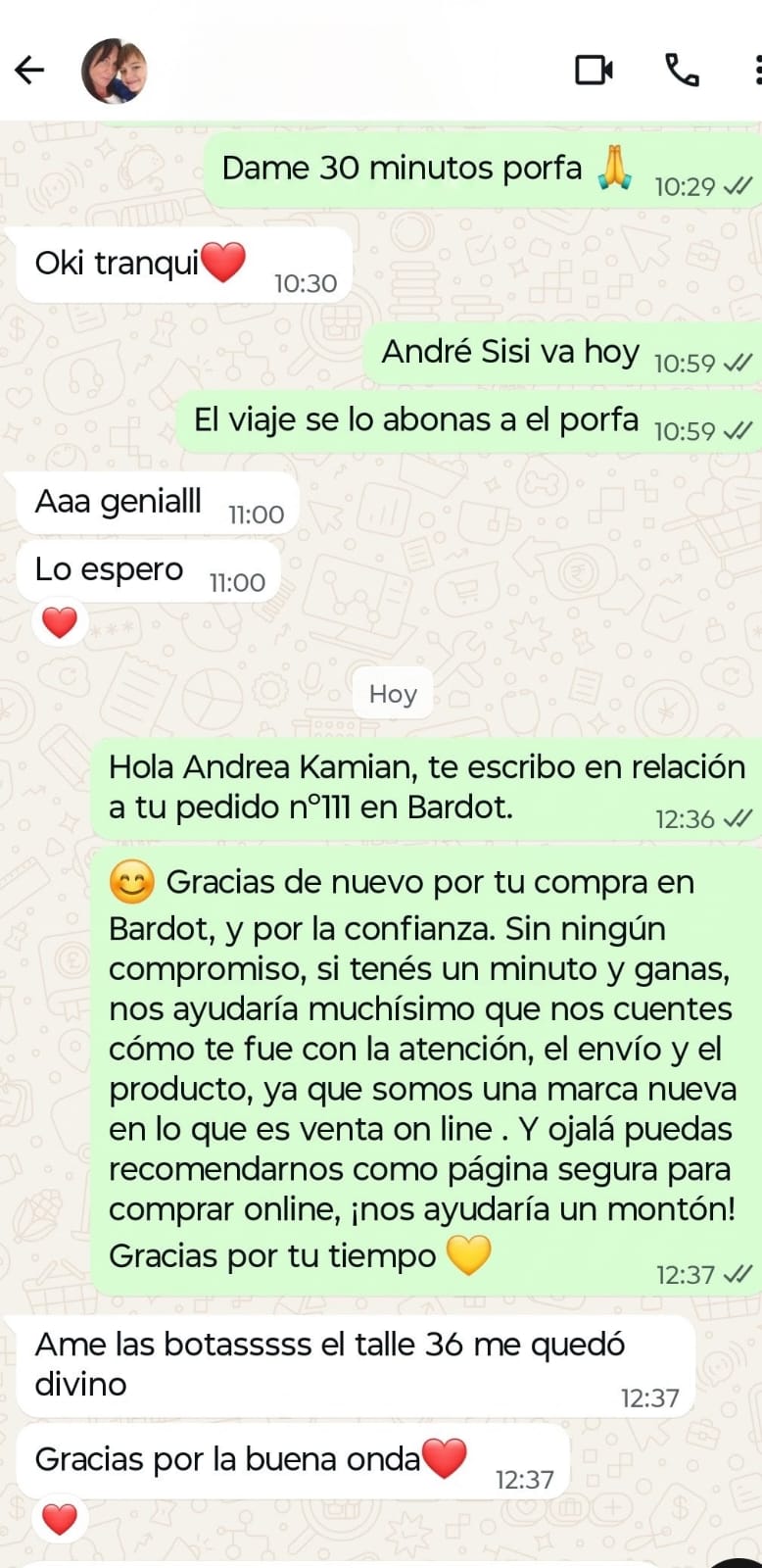 Testimonio cliente Bardot