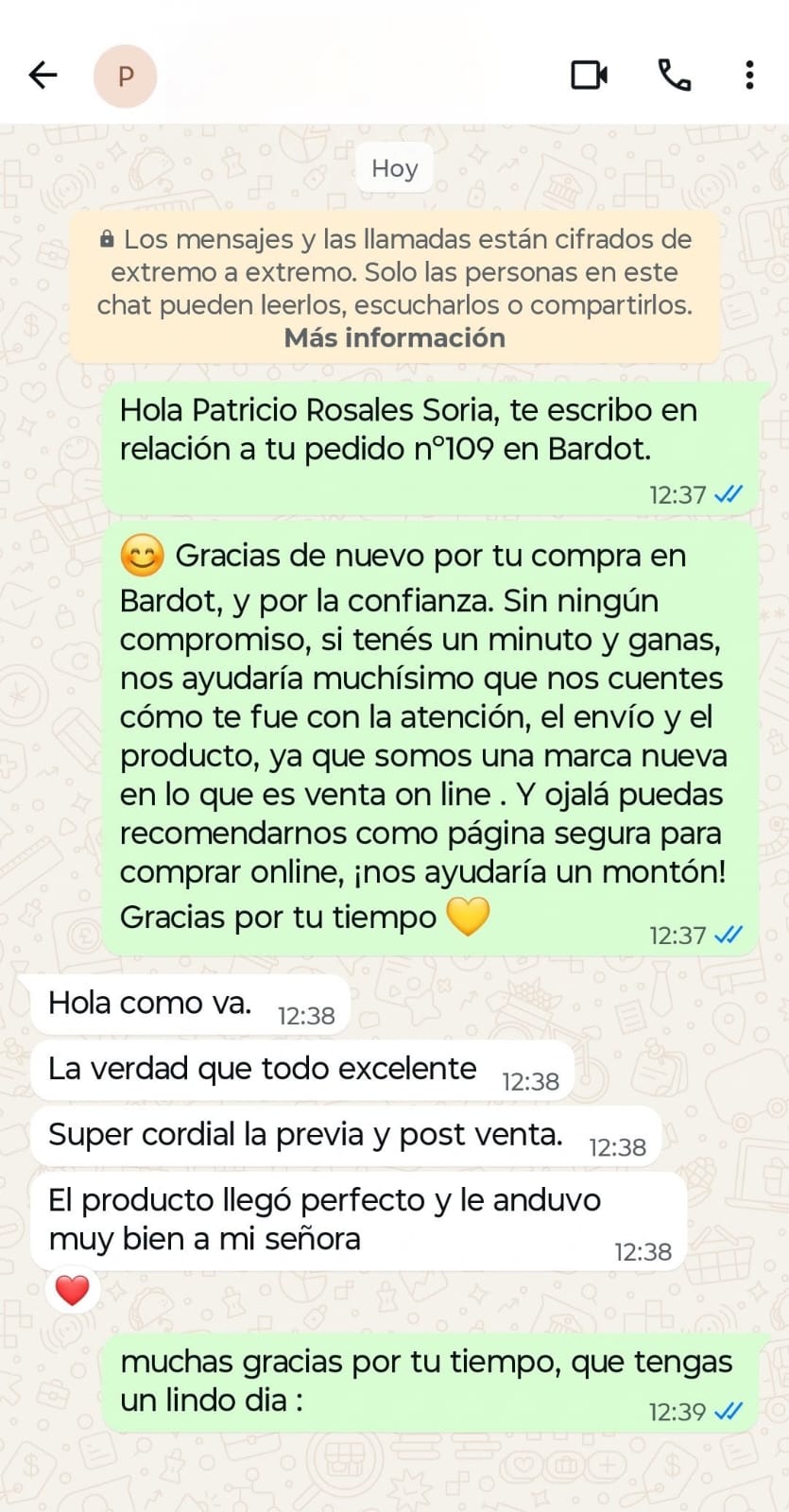 Testimonio cliente Bardot
