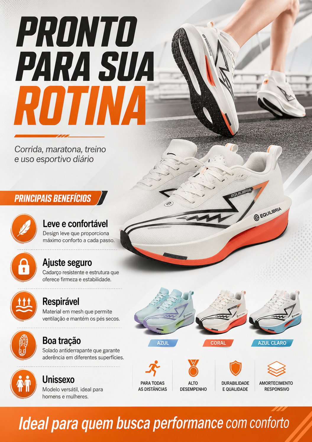 Tênis de corrida com placa de carbono, mais impulso, estabilidade, material respirável e sola antiderrapante