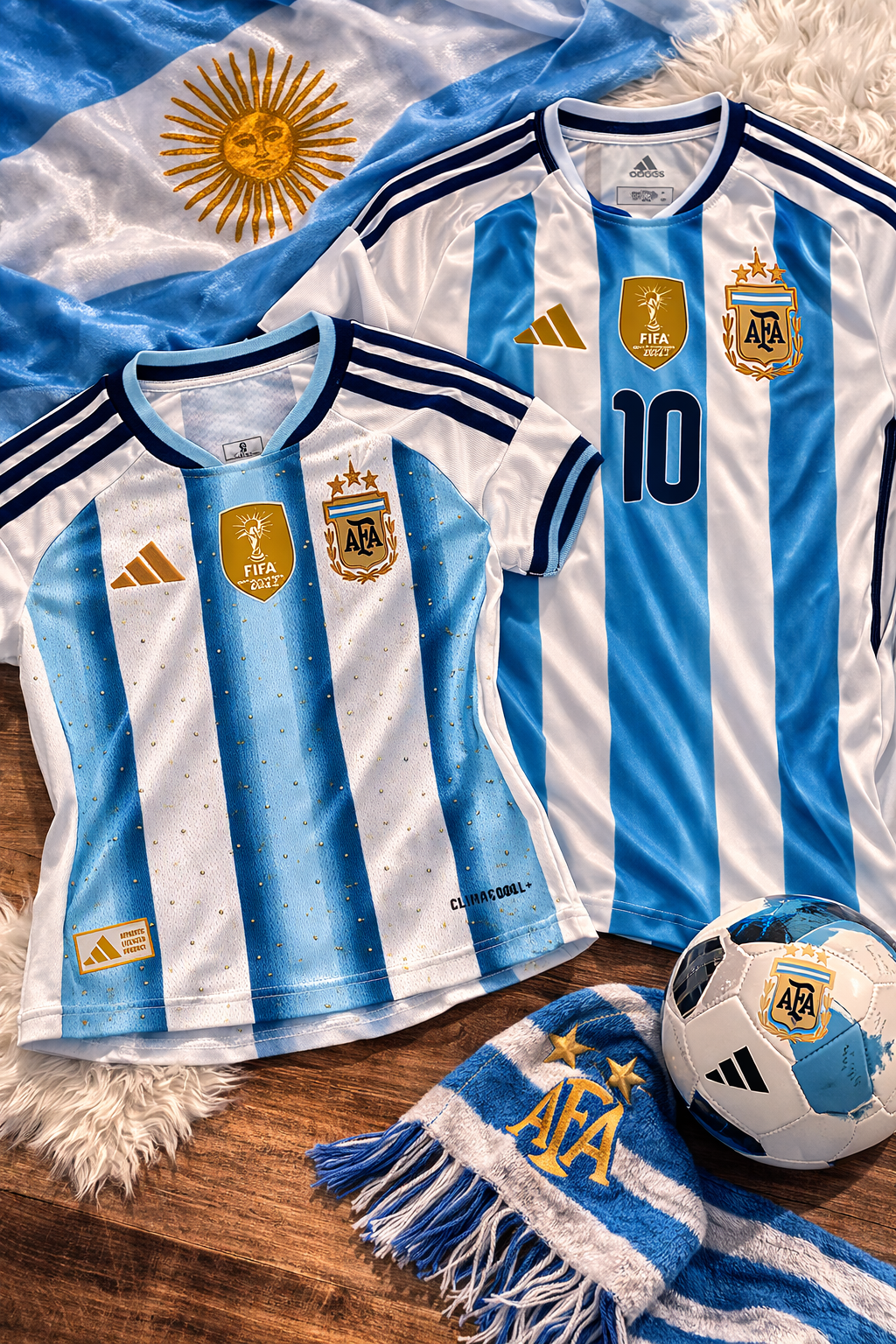 Las dos camisetas del combo pareja Argentina